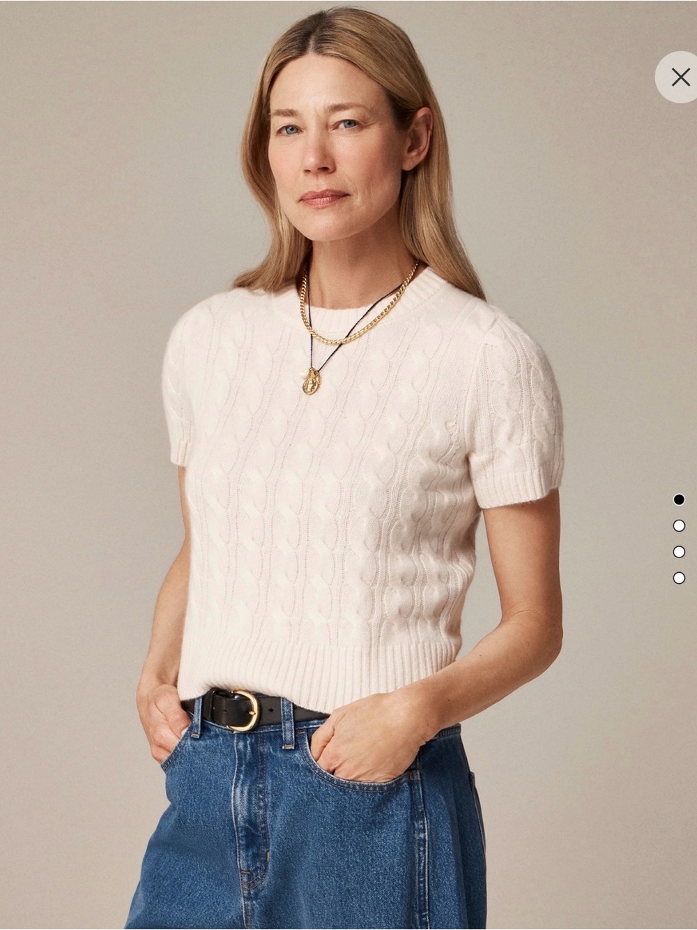 NWOT$168 J.Crew Cashmere Cable-knit Sweater In HTHR Muslin, L, Large